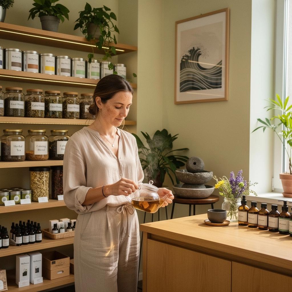 Arbatos ceremonija, kurioje Noni arbata yra pagrindinis akcentas, aplinkoje su draugais ir šeima.
